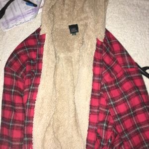 Fluffy lined flannel jacket